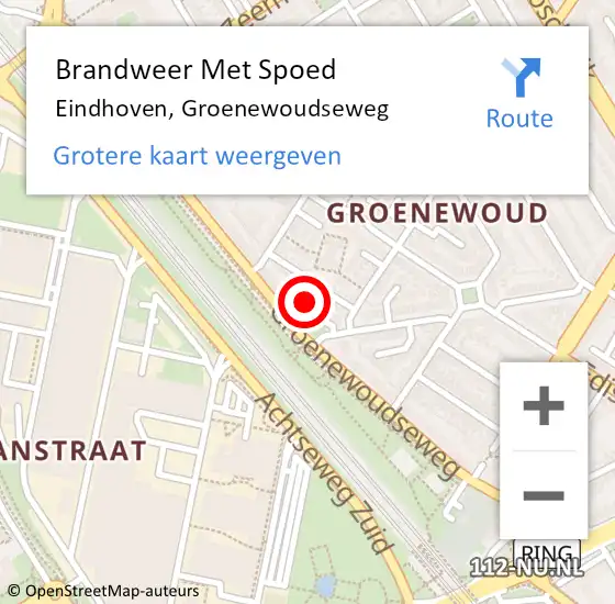 Locatie op kaart van de 112 melding: Brandweer Met Spoed Naar Eindhoven, Groenewoudseweg op 19 december 2023 10:46