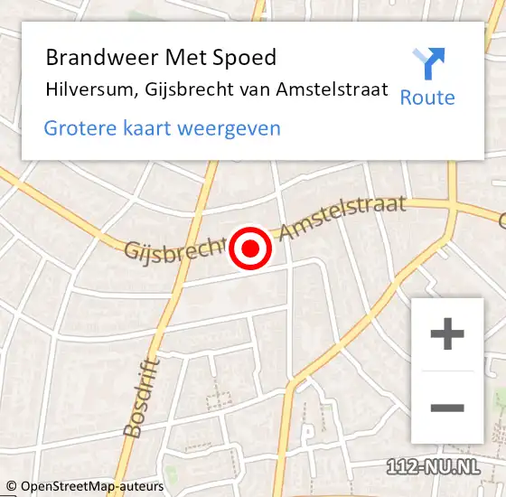 Locatie op kaart van de 112 melding: Brandweer Met Spoed Naar Hilversum, Gijsbrecht van Amstelstraat op 19 december 2023 10:46