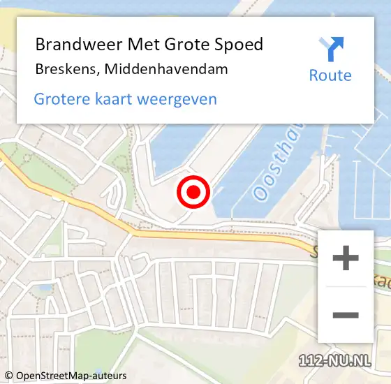 Locatie op kaart van de 112 melding: Brandweer Met Grote Spoed Naar Breskens, Middenhavendam op 19 december 2023 10:51