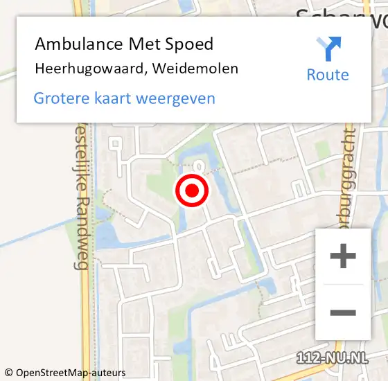Locatie op kaart van de 112 melding: Ambulance Met Spoed Naar Heerhugowaard, Weidemolen op 19 december 2023 11:03