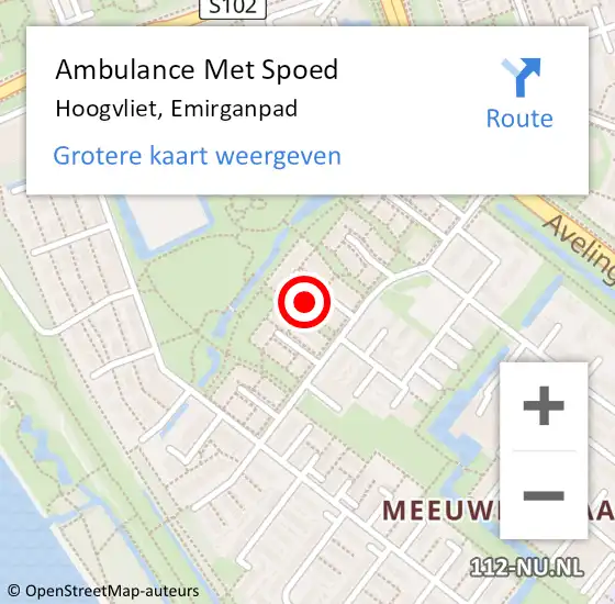 Locatie op kaart van de 112 melding: Ambulance Met Spoed Naar Hoogvliet, Emirganpad op 19 december 2023 11:19