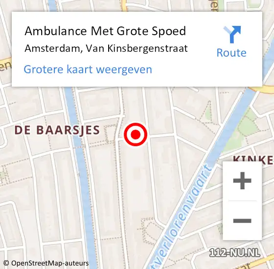 Locatie op kaart van de 112 melding: Ambulance Met Grote Spoed Naar Amsterdam, Van Kinsbergenstraat op 19 december 2023 11:21