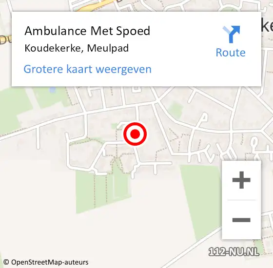 Locatie op kaart van de 112 melding: Ambulance Met Spoed Naar Koudekerke, Meulpad op 19 september 2014 01:16