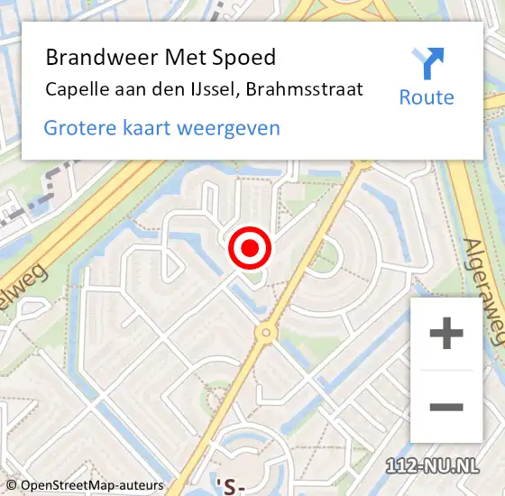 Locatie op kaart van de 112 melding: Brandweer Met Spoed Naar Capelle aan den IJssel, Brahmsstraat op 19 december 2023 11:38