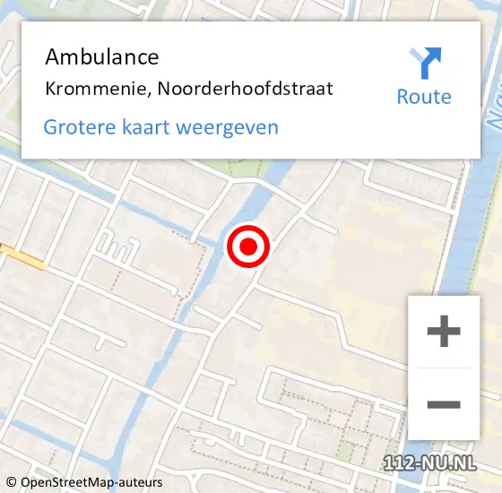 Locatie op kaart van de 112 melding: Ambulance Krommenie, Noorderhoofdstraat op 19 december 2023 11:41