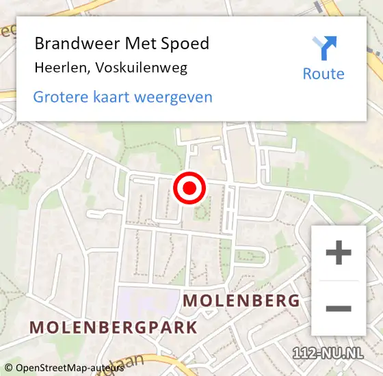 Locatie op kaart van de 112 melding: Brandweer Met Spoed Naar Heerlen, Voskuilenweg op 19 december 2023 12:02