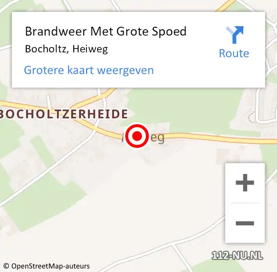 Locatie op kaart van de 112 melding: Brandweer Met Grote Spoed Naar Bocholtz, Heiweg op 19 december 2023 12:03