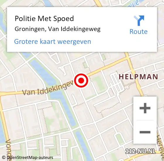 Locatie op kaart van de 112 melding: Politie Met Spoed Naar Groningen, Van Iddekingeweg op 19 december 2023 12:16