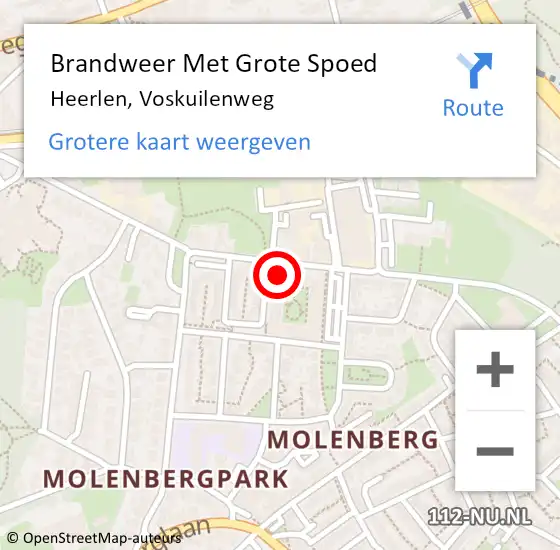 Locatie op kaart van de 112 melding: Brandweer Met Grote Spoed Naar Heerlen, Voskuilenweg op 19 december 2023 12:16