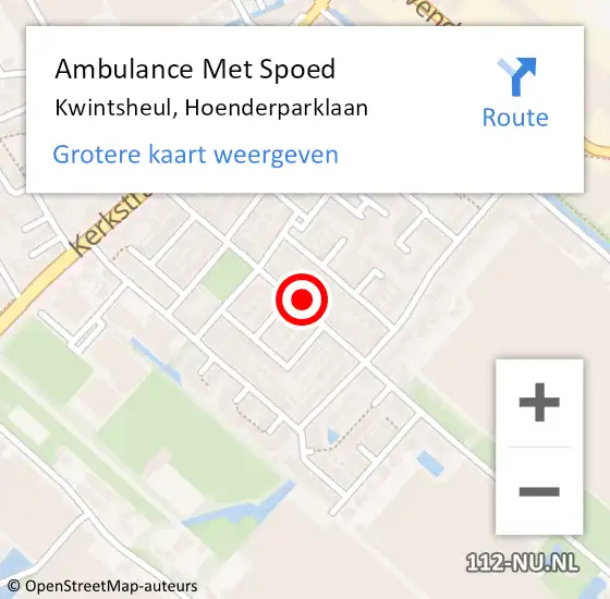 Locatie op kaart van de 112 melding: Ambulance Met Spoed Naar Kwintsheul, Hoenderparklaan op 19 december 2023 12:22