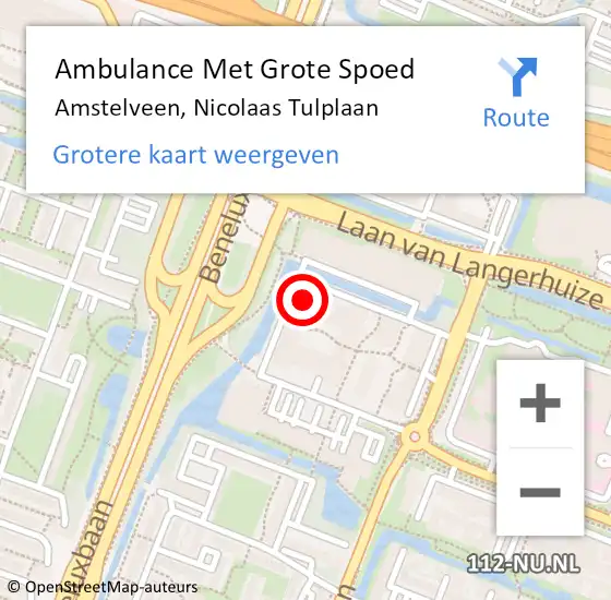 Locatie op kaart van de 112 melding: Ambulance Met Grote Spoed Naar Amstelveen, Nicolaas Tulplaan op 19 december 2023 12:24