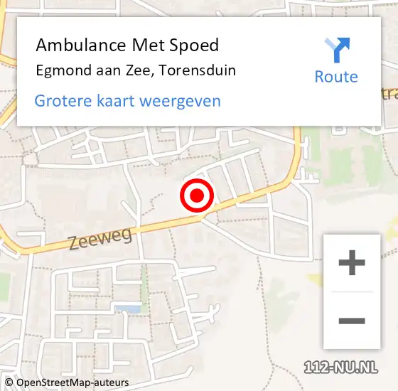 Locatie op kaart van de 112 melding: Ambulance Met Spoed Naar Egmond aan Zee, Torensduin op 19 december 2023 12:26