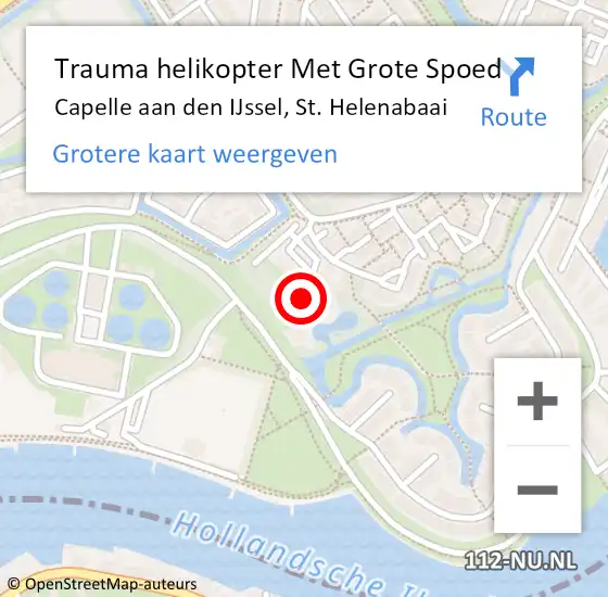 Locatie op kaart van de 112 melding: Trauma helikopter Met Grote Spoed Naar Capelle aan den IJssel, St. Helenabaai op 19 december 2023 12:31