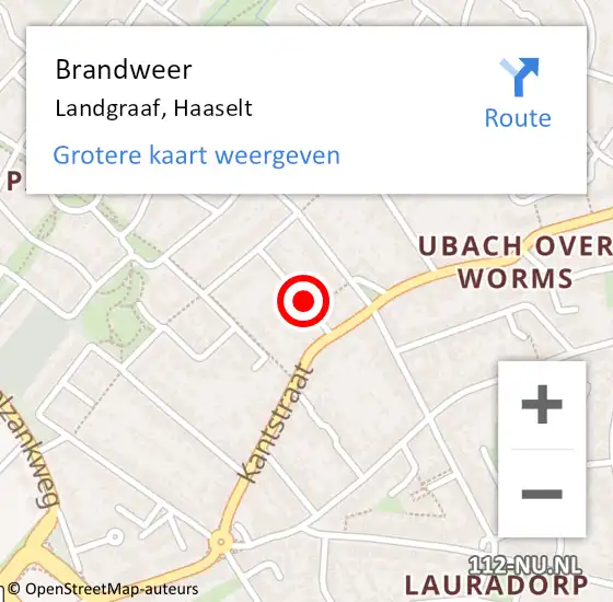 Locatie op kaart van de 112 melding: Brandweer Landgraaf, Haaselt op 19 september 2014 01:35