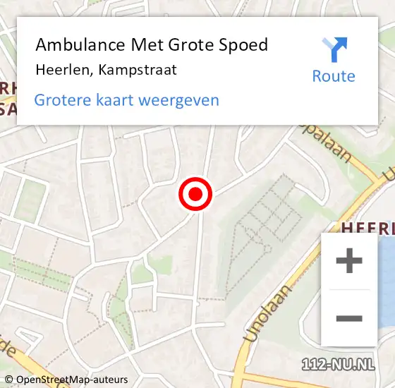 Locatie op kaart van de 112 melding: Ambulance Met Grote Spoed Naar Heerlen, Kampstraat op 19 december 2023 12:43