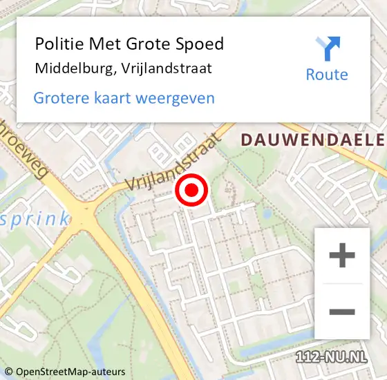 Locatie op kaart van de 112 melding: Politie Met Grote Spoed Naar Middelburg, Vrijlandstraat op 19 december 2023 12:47