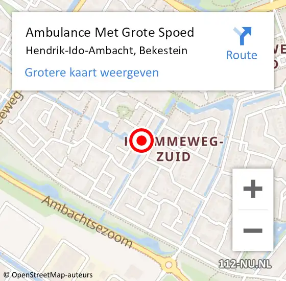 Locatie op kaart van de 112 melding: Ambulance Met Grote Spoed Naar Hendrik-Ido-Ambacht, Bekestein op 19 december 2023 12:49