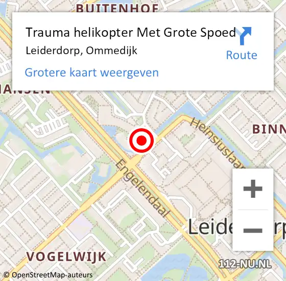 Locatie op kaart van de 112 melding: Trauma helikopter Met Grote Spoed Naar Leiderdorp, Ommedijk op 19 december 2023 13:17