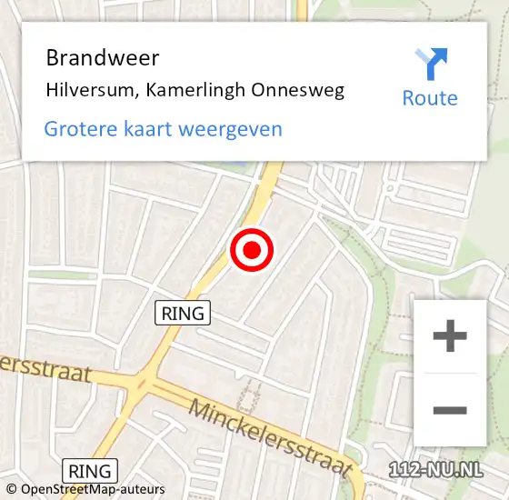 Locatie op kaart van de 112 melding: Brandweer Hilversum, Kamerlingh Onnesweg op 19 december 2023 13:29