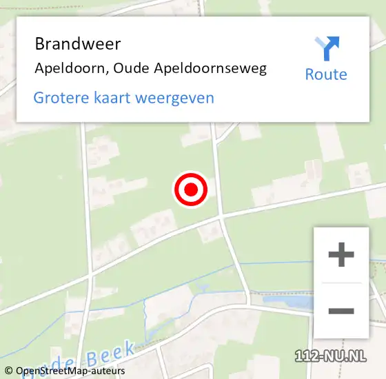 Locatie op kaart van de 112 melding: Brandweer Apeldoorn, Oude Apeldoornseweg op 19 december 2023 13:42