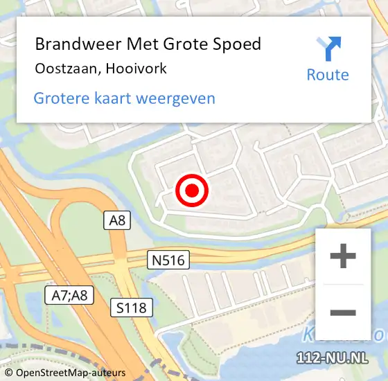 Locatie op kaart van de 112 melding: Brandweer Met Grote Spoed Naar Oostzaan, Hooivork op 19 december 2023 13:44