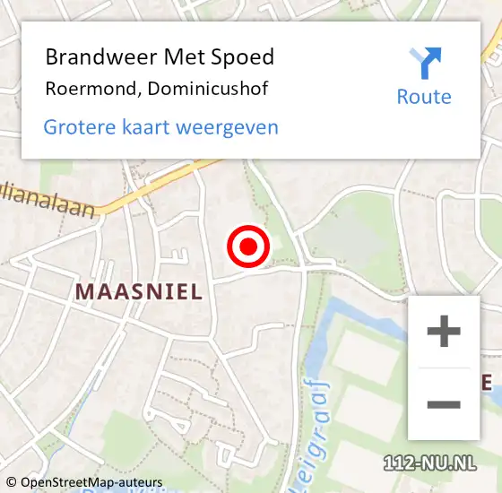 Locatie op kaart van de 112 melding: Brandweer Met Spoed Naar Roermond, Dominicushof op 19 december 2023 14:00