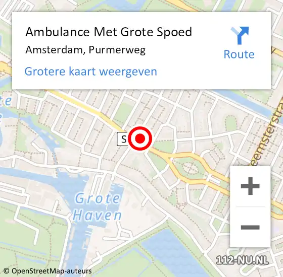 Locatie op kaart van de 112 melding: Ambulance Met Grote Spoed Naar Amsterdam, Purmerweg op 19 december 2023 14:05