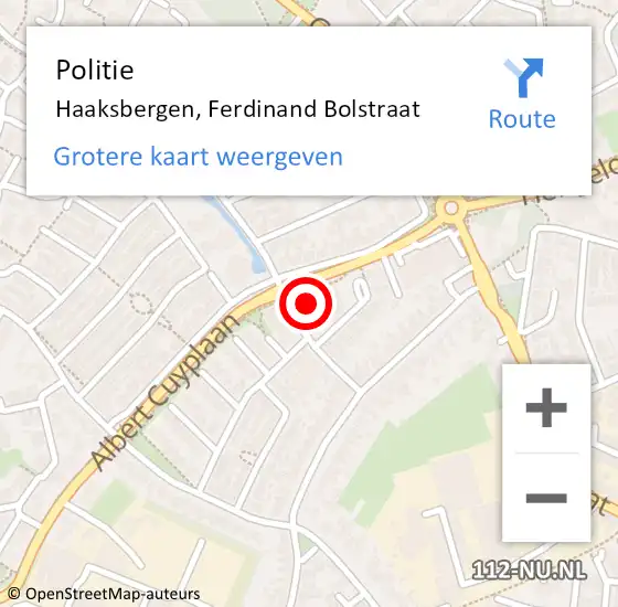 Locatie op kaart van de 112 melding: Politie Haaksbergen, Ferdinand Bolstraat op 19 december 2023 14:05