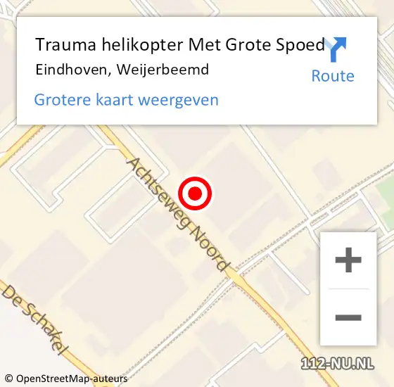 Locatie op kaart van de 112 melding: Trauma helikopter Met Grote Spoed Naar Eindhoven, Weijerbeemd op 19 december 2023 14:14