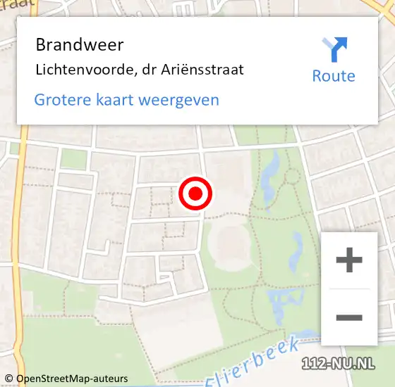 Locatie op kaart van de 112 melding: Brandweer Lichtenvoorde, dr Ariënsstraat op 19 december 2023 14:30