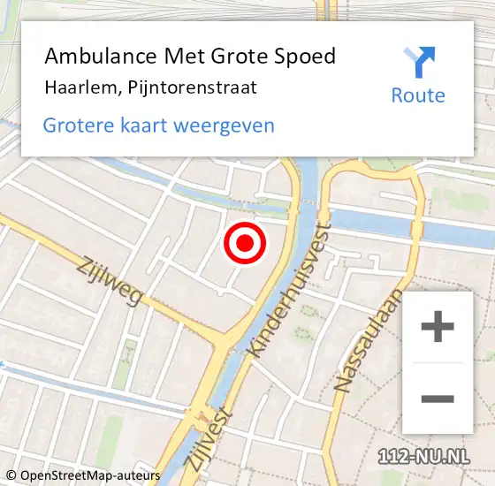 Locatie op kaart van de 112 melding: Ambulance Met Grote Spoed Naar Haarlem, Pijntorenstraat op 19 december 2023 14:43