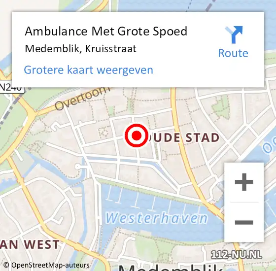 Locatie op kaart van de 112 melding: Ambulance Met Grote Spoed Naar Medemblik, Kruisstraat op 19 december 2023 14:44