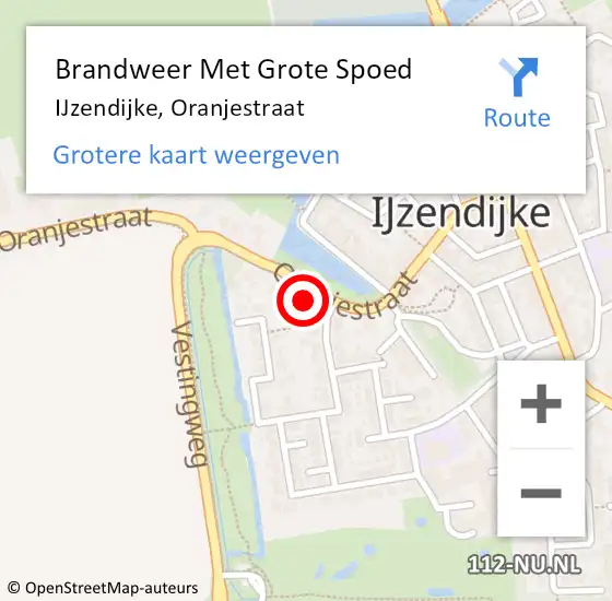 Locatie op kaart van de 112 melding: Brandweer Met Grote Spoed Naar IJzendijke, Oranjestraat op 19 december 2023 15:25