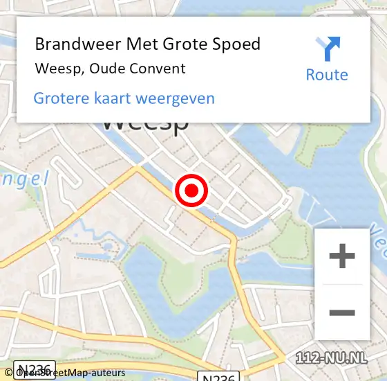 Locatie op kaart van de 112 melding: Brandweer Met Grote Spoed Naar Weesp, Oude Convent op 19 december 2023 15:41