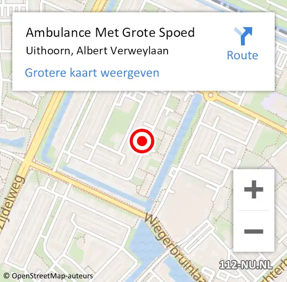 Locatie op kaart van de 112 melding: Ambulance Met Grote Spoed Naar Uithoorn, Albert Verweylaan op 19 december 2023 15:45