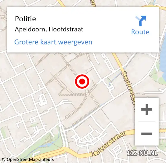 Locatie op kaart van de 112 melding: Politie Apeldoorn, Hoofdstraat op 19 december 2023 15:46