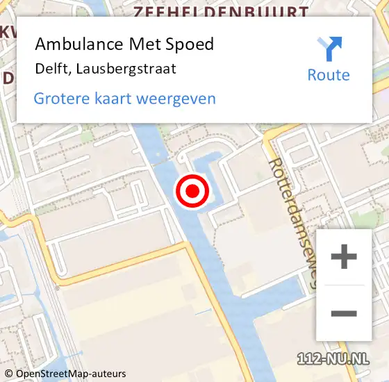 Locatie op kaart van de 112 melding: Ambulance Met Spoed Naar Delft, Lausbergstraat op 19 december 2023 15:49