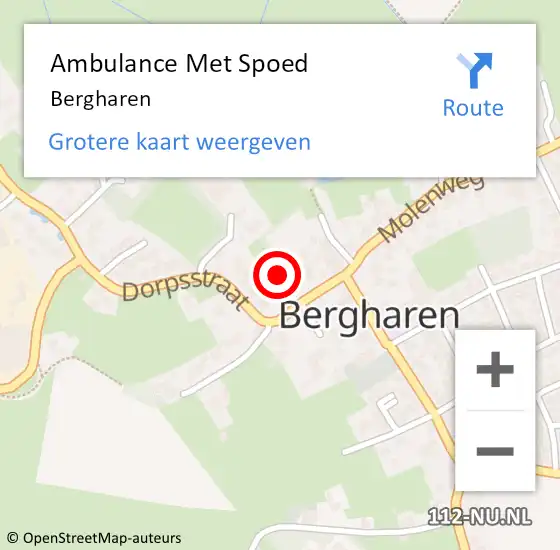 Locatie op kaart van de 112 melding: Ambulance Met Spoed Naar Bergharen op 19 december 2023 15:50