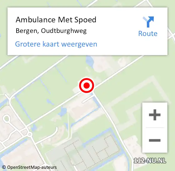 Locatie op kaart van de 112 melding: Ambulance Met Spoed Naar Bergen, Oudtburghweg op 19 december 2023 16:11
