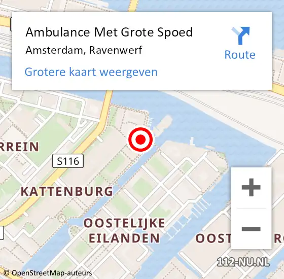 Locatie op kaart van de 112 melding: Ambulance Met Grote Spoed Naar Amsterdam, Ravenwerf op 19 december 2023 16:19