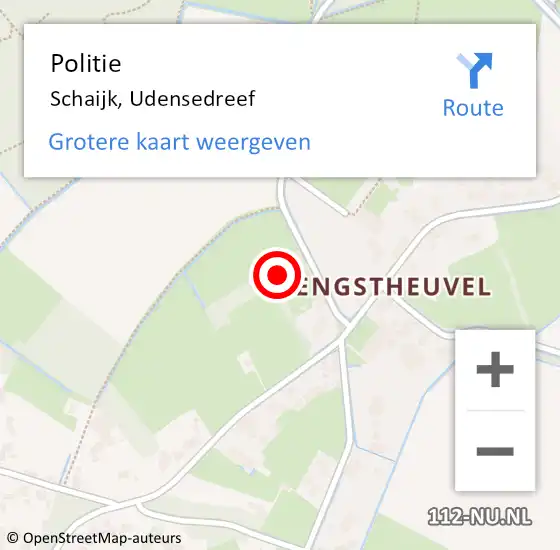 Locatie op kaart van de 112 melding: Politie Schaijk, Udensedreef op 19 december 2023 16:31