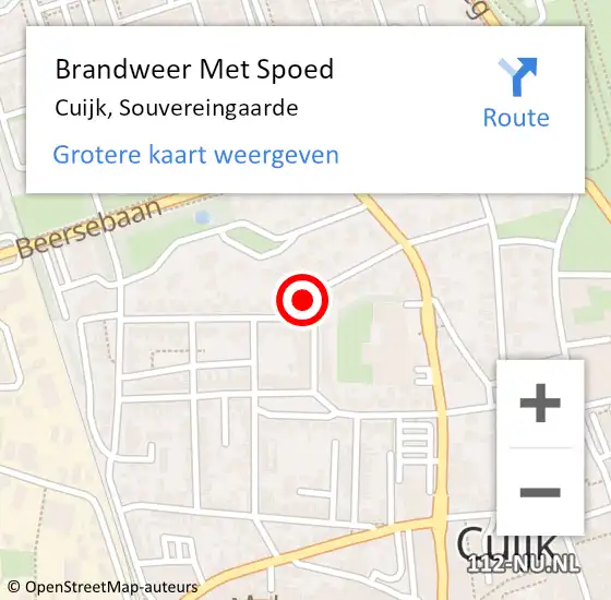 Locatie op kaart van de 112 melding: Brandweer Met Spoed Naar Cuijk, Souvereingaarde op 19 december 2023 16:43