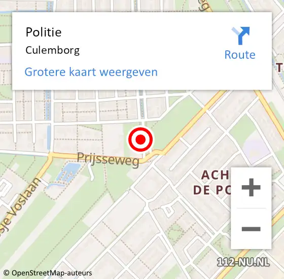 Locatie op kaart van de 112 melding: Politie Culemborg op 19 december 2023 16:55