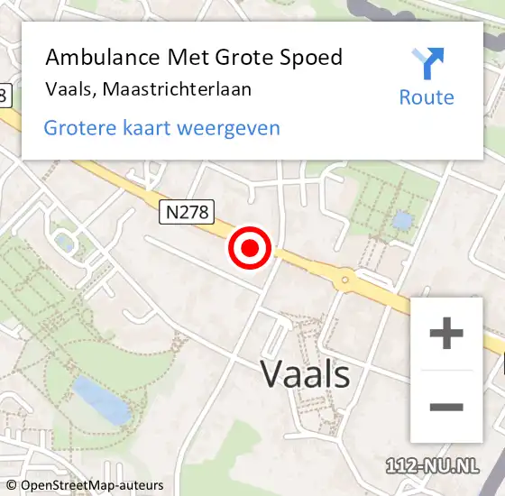 Locatie op kaart van de 112 melding: Ambulance Met Grote Spoed Naar Vaals, Maastrichterlaan op 19 september 2014 03:14