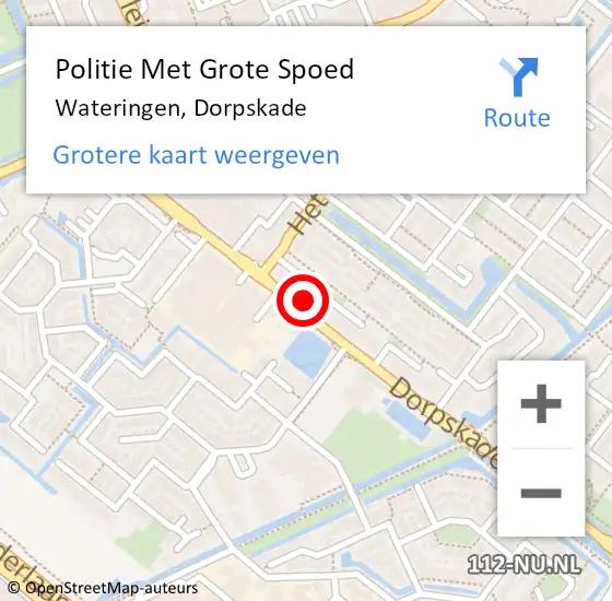 Locatie op kaart van de 112 melding: Politie Met Grote Spoed Naar Wateringen, Dorpskade op 19 december 2023 17:00