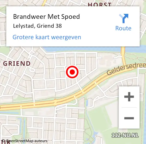 Locatie op kaart van de 112 melding: Brandweer Met Spoed Naar Lelystad, Griend 38 op 19 december 2023 17:00