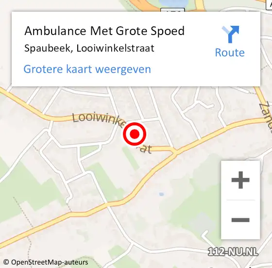 Locatie op kaart van de 112 melding: Ambulance Met Grote Spoed Naar Spaubeek, Looiwinkelstraat op 19 september 2014 03:14