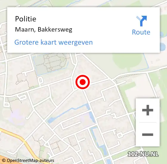 Locatie op kaart van de 112 melding: Politie Maarn, Bakkersweg op 19 december 2023 17:10