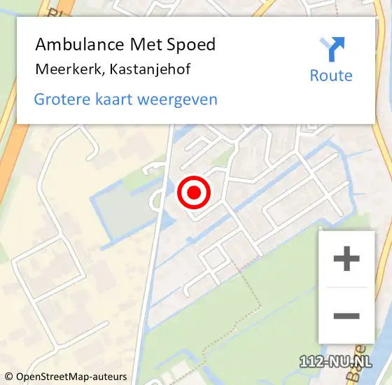 Locatie op kaart van de 112 melding: Ambulance Met Spoed Naar Meerkerk, Kastanjehof op 19 december 2023 17:17