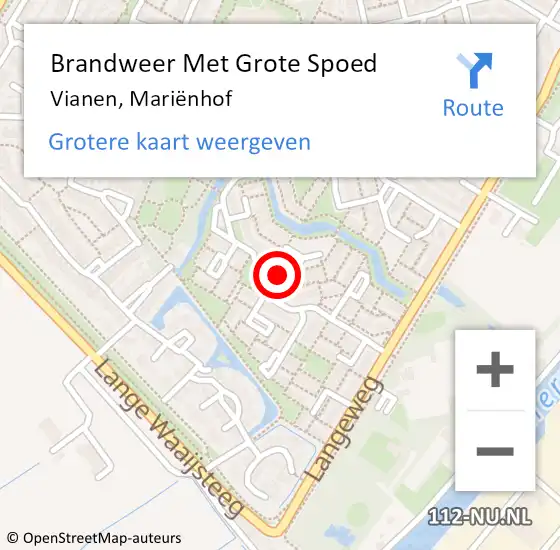 Locatie op kaart van de 112 melding: Brandweer Met Grote Spoed Naar Vianen, Mariënhof op 19 december 2023 17:30